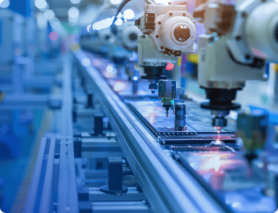 AI visual inspection cameras on an automated production line